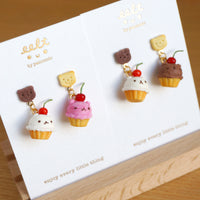 【cupcake系列】小熊杯子蛋糕．耳環(現貨) Cute bear cupcake earrings