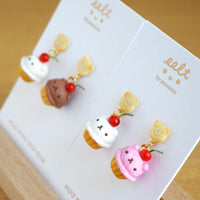 【cupcake系列】小熊杯子蛋糕．耳環(現貨) Cute bear cupcake earrings