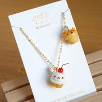 【cupcake系列】小熊杯子蛋糕．頸鏈(現貨) Cute bear cupcake necklace