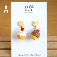 【cupcake系列】小熊杯子蛋糕．耳環(現貨) Cute bear cupcake earrings