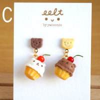 【cupcake系列】小熊杯子蛋糕．耳環(現貨) Cute bear cupcake earrings