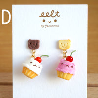 【cupcake系列】小熊杯子蛋糕．耳環(現貨) Cute bear cupcake earrings