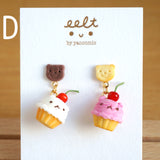 【cupcake系列】小熊杯子蛋糕．耳環(現貨) Cute bear cupcake earrings