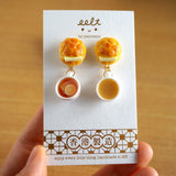 【香港茶餐廳系列】菠蘿油雙拼各式飲品．耳環