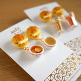 【香港茶餐廳系列】菠蘿油雙拼各式飲品．耳環