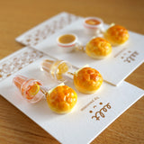 【香港茶餐廳系列】菠蘿油雙拼各式飲品．耳環