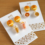 【香港茶餐廳系列】菠蘿油雙拼各式飲品．耳環