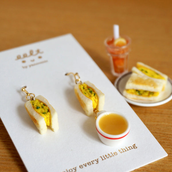 【香港茶餐廳系列】蛋治．手工耳環(⚠️預訂) Egg sandwich (⚠️Pre-order)