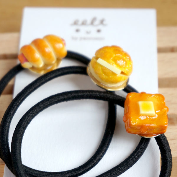 【香港茶餐廳系列】 菠蘿油/西多士/腸仔包.髮圈(現貨) Pinapple Bun/french toast/pinapple bun Hair Tie
