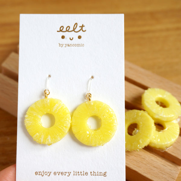 【香港地.童年系列】士多雪條櫃裡的冰菠蘿片.耳環 (預訂⚠️) Iced pineapple slice earrings (pre-order⚠️)