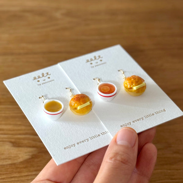 【香港茶餐廳系列】紅邊奶茶杯.手工耳環(⚠️預訂) Red edge milk tea cup earrings (⚠️Pre-order)