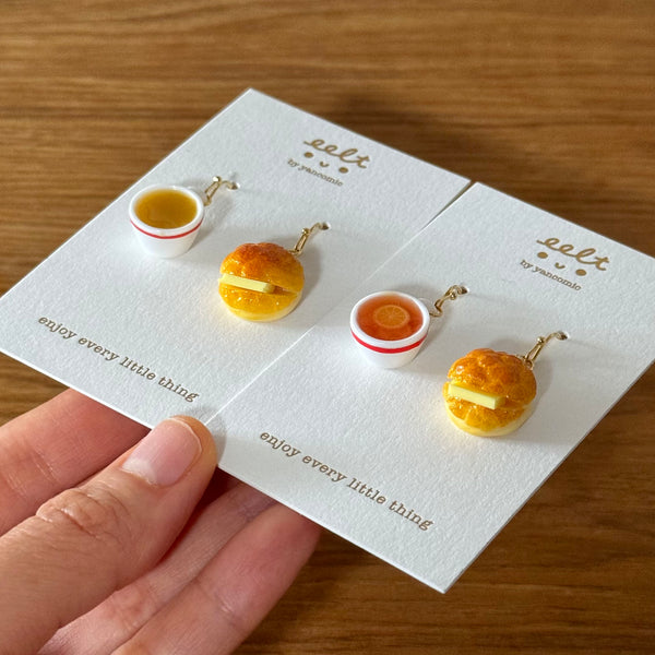 【香港茶餐廳系列】紅邊奶茶杯.手工耳環(⚠️預訂) Red edge milk tea cup earrings (⚠️Pre-order)