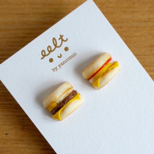 【美式系列】豬柳蛋+煙肉蛋漢堡.耳環 McMuffin earrings