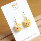 【幸福．烘焙麵包店系列】小熊蜜瓜包メロンパン．耳環(現貨) cute bear melon bun earrings