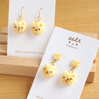 【幸福．烘焙麵包店系列】小熊蜜瓜包メロンパン．耳環(現貨) cute bear melon bun earrings