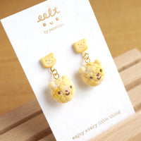 【幸福．烘焙麵包店系列】小熊蜜瓜包メロンパン．耳環(現貨) cute bear melon bun earrings