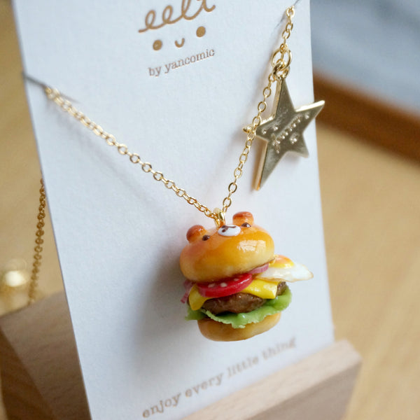 【漢堡系列】可愛小熊漢堡.頸鏈(現貨) Cute Bear Burger