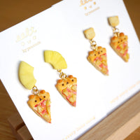 【動物造形系列】小熊Pizza．耳環(現貨) Cute bear pizza earrings