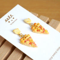 【動物造形系列】小熊Pizza．耳環(現貨) Cute bear pizza earrings