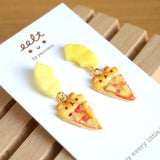 【動物造形系列】小熊Pizza．耳環(現貨) Cute bear pizza earrings