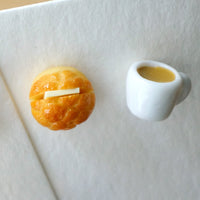 【香港茶餐廳系列】菠蘿油配熱奶茶．手工耳環(現貨) pinapple bun with hot milk tea earrings