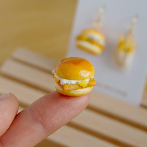 【漢堡系列】魚柳包配炸薯條.手工耳環(現貨) Filet-O-Fish with fries earrings