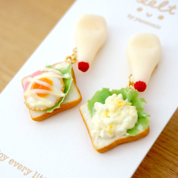 【魔法醬汁系列】美乃滋．沙津蛋三文治．耳環(現貨) mayonnaise egg salad sandwich earrings