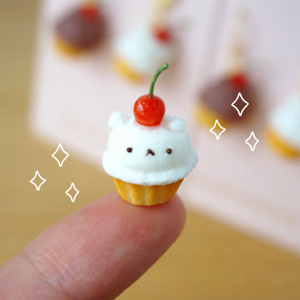 【cupcake系列】小熊杯子蛋糕．耳環(現貨) Cute bear cupcake earrings