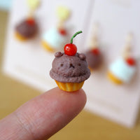 【cupcake系列】小熊杯子蛋糕．耳環(現貨) Cute bear cupcake earrings