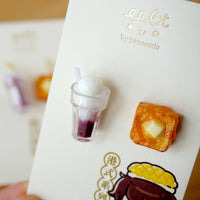 【香港茶餐廳系列】 西多士．配雪糕紅豆冰．耳環(現貨) French toast with red bean ice earrings