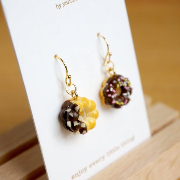 【Donut系列】迷你甜甜圈．手工耳環(現貨) Donut earring