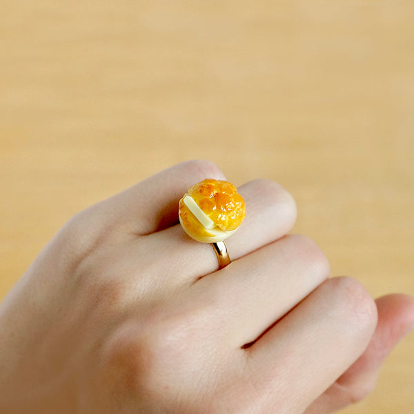 【香港茶餐廳系列】 菠蘿油可調節戒指(現貨) Pinapple Bun adjustable ring